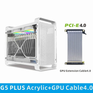 Planet Gates G5 Plus W 4.0 Cable METALFISH G5 Plus Aluminum ITX White Case Suitcase Portable PC Gaming Computer Small Chassis Support SFX PSU/306mm GPU/12cm Fan