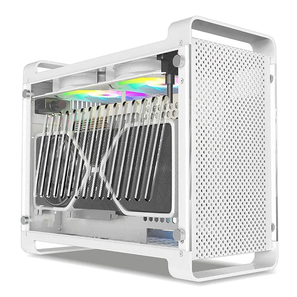 Planet Gates G5 Plus W 4.0 Cable METALFISH G5 Plus Aluminum ITX White Case Suitcase Portable PC Gaming Computer Small Chassis Support SFX PSU/306mm GPU/12cm Fan