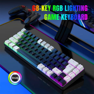 Planet Gates Gaming Keyboard 68 Keys Wired Computer Keyboard Mechanical Keyboard With RGB Backlight Keyboard For PC Laptop Gamer