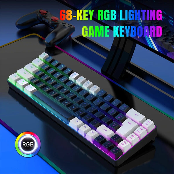 Planet Gates Gaming Keyboard 68 Keys Wired Computer Keyboard Mechanical Keyboard With RGB Backlight Keyboard For PC Laptop Gamer