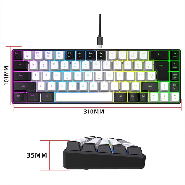 Planet Gates Gaming Keyboard 68 Keys Wired Computer Keyboard Mechanical Keyboard With RGB Backlight Keyboard For PC Laptop Gamer