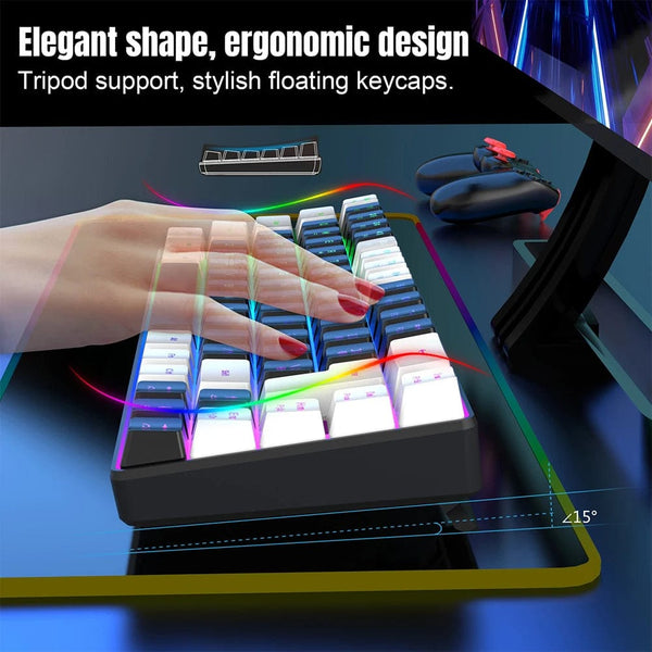 Planet Gates Gaming Keyboard 68 Keys Wired Computer Keyboard Mechanical Keyboard With RGB Backlight Keyboard For PC Laptop Gamer
