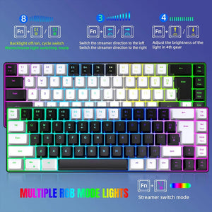 Planet Gates Gaming Keyboard 68 Keys Wired Computer Keyboard Mechanical Keyboard With RGB Backlight Keyboard For PC Laptop Gamer