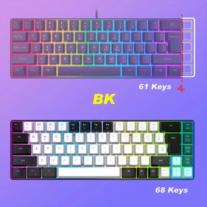 Planet Gates Gaming Keyboard 68 Keys Wired Computer Keyboard Mechanical Keyboard With RGB Backlight Keyboard For PC Laptop Gamer