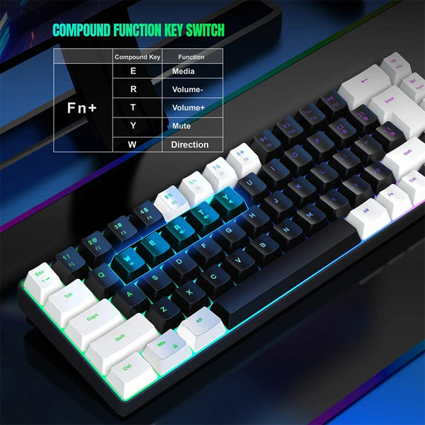 Planet Gates Gaming Keyboard 68 Keys Wired Computer Keyboard Mechanical Keyboard With RGB Backlight Keyboard For PC Laptop Gamer
