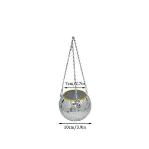Planet Gates Garden Pots & Planters 10CM 1PC Disco Ball Creative Round Flowerpot Hanging Basket Plastic Glass Mirror Plant Planting Pot Succulent Slivery