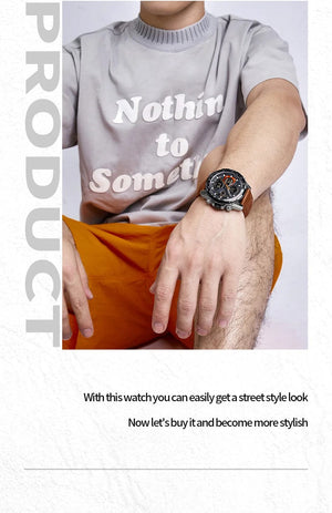 Planet Gates GBB 2022 NAVIFORCE Sport Watches for Men Strong Luminous Dual Display Waterproof Quartz Genuine Leather Wristwatch Relogio Masculino