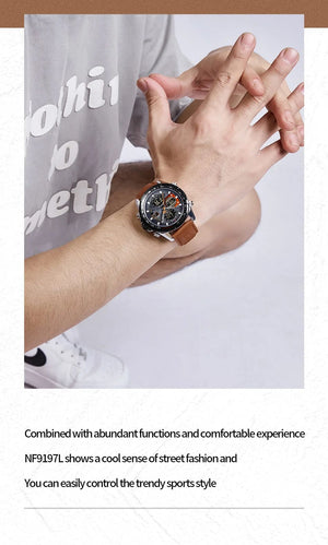 Planet Gates GBB 2022 NAVIFORCE Sport Watches for Men Strong Luminous Dual Display Waterproof Quartz Genuine Leather Wristwatch Relogio Masculino