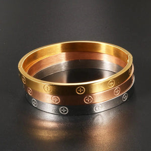 Planet Gates GD New Design Women Men Couple Jewelry 18K Rose Gold Bracelet Titanium Stainless Steel Gold Plated Cross Bracelets Bangles