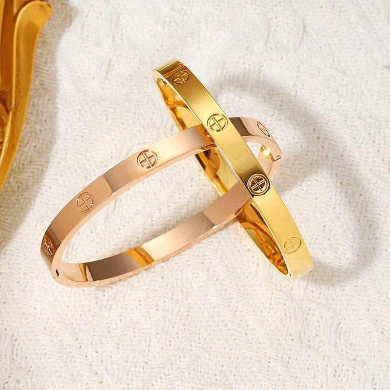 Planet Gates GD New Design Women Men Couple Jewelry 18K Rose Gold Bracelet Titanium Stainless Steel Gold Plated Cross Bracelets Bangles