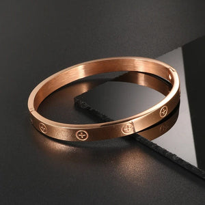 Planet Gates GD New Design Women Men Couple Jewelry 18K Rose Gold Bracelet Titanium Stainless Steel Gold Plated Cross Bracelets Bangles