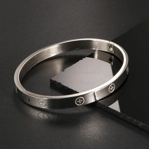 Planet Gates GD New Design Women Men Couple Jewelry 18K Rose Gold Bracelet Titanium Stainless Steel Gold Plated Cross Bracelets Bangles