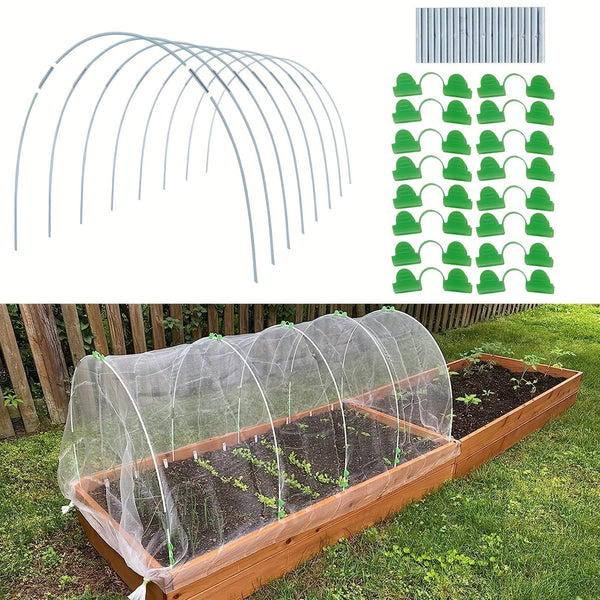 Planet Gates Generic Style 25pcs, Garden Hoops For DIY Grow Tunnel, Rust-Proof Fiberglass Support Frame Greenhouse Hoops For Raised Beds, Garden Fabric, Netting, Plant Shade Cloth, Row Cover, DIY Plant Support Garden Stakes