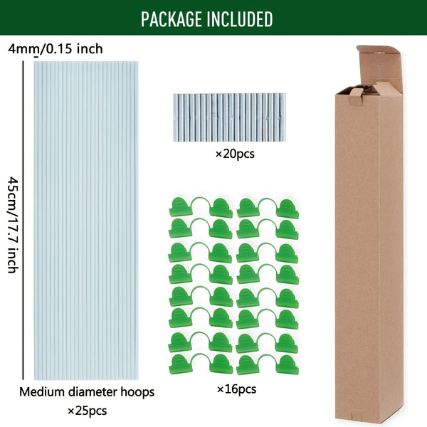 Planet Gates Generic Style 25pcs, Garden Hoops For DIY Grow Tunnel, Rust-Proof Fiberglass Support Frame Greenhouse Hoops For Raised Beds, Garden Fabric, Netting, Plant Shade Cloth, Row Cover, DIY Plant Support Garden Stakes