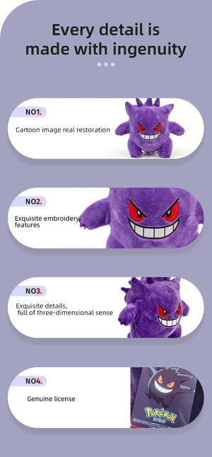 Planet Gates Gengar 25cm / Other 25cm Gengar Plush Toy Pokemon Cute Peluche Stuffed Doll Toy Popular Style Cartoon Image Throw pillow Birthday Gift For Boyfriend