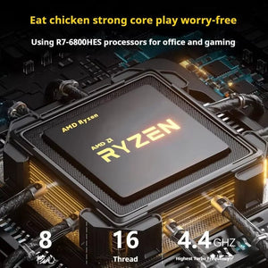 Planet Gates Genmachine AMD R7 Ryzen 7 6800H ES Mini PC Windows 11 WiFi 6 Gaming PC DDR5 4800MHz 4.4GHz CPU M.2 Display Computer Support 4K