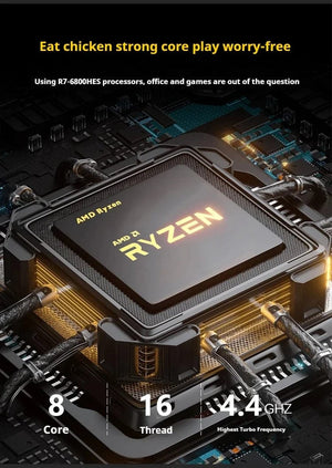 Planet Gates Genmachine AMD R7 Ryzen 7 6800H ES Mini PC Windows 11 WiFi 6 Gaming PC DDR5 4800MHz 4.4GHz CPU M.2 Display Computer Support 4K