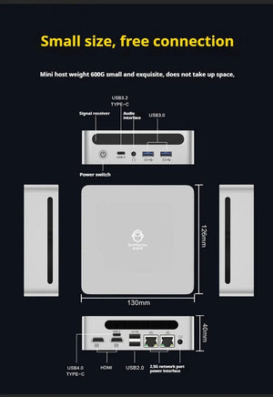 Planet Gates Genmachine AMD R7 Ryzen 7 6800H ES Mini PC Windows 11 WiFi 6 Gaming PC DDR5 4800MHz 4.4GHz CPU M.2 Display Computer Support 4K