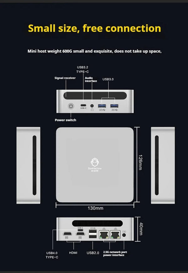 Planet Gates Genmachine AMD R7 Ryzen 7 6800H ES Mini PC Windows 11 WiFi 6 Gaming PC DDR5 4800MHz 4.4GHz CPU M.2 Display Computer Support 4K