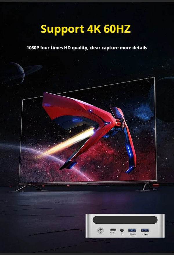 Planet Gates Genmachine AMD R7 Ryzen 7 6800H ES Mini PC Windows 11 WiFi 6 Gaming PC DDR5 4800MHz 4.4GHz CPU M.2 Display Computer Support 4K