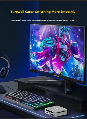 Planet Gates Genmachine AMD R7 Ryzen 7 6800H ES Mini PC Windows 11 WiFi 6 Gaming PC DDR5 4800MHz 4.4GHz CPU M.2 Display Computer Support 4K