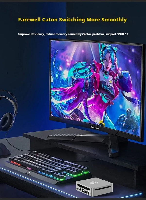 Planet Gates Genmachine AMD R7 Ryzen 7 6800H ES Mini PC Windows 11 WiFi 6 Gaming PC DDR5 4800MHz 4.4GHz CPU M.2 Display Computer Support 4K