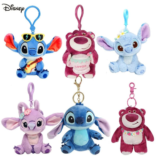 Planet Gates Genuine Disney Stitch Lotso Plush Toys Keychain Pendant Accessories Cute Cartoon Stuffed Doll Key Ring Toys Key Chain Gift