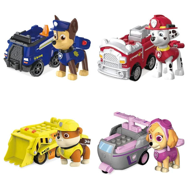 Planet Gates Genuine Paw Patrol Vehicle Chase Skye Marshall Pull Back Cars Playset Building Blocks Ryder Figure Children Toys Birthday Gifts