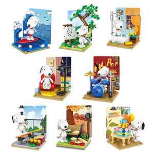 Planet Gates Genuine Peanuts Snoopy Building Blocks Anime Figure Models DIYTable Ornaments Anime Peripherals Toys Kawaii Dolls Toys For Gifts
