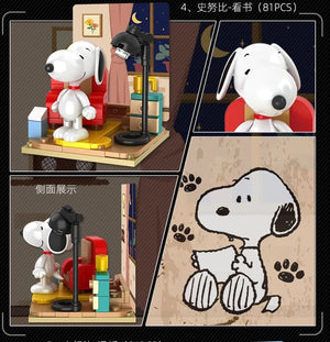 Planet Gates Genuine Peanuts Snoopy Building Blocks Anime Figure Models DIYTable Ornaments Anime Peripherals Toys Kawaii Dolls Toys For Gifts