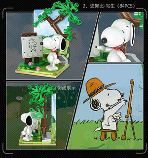 Planet Gates Genuine Peanuts Snoopy Building Blocks Anime Figure Models DIYTable Ornaments Anime Peripherals Toys Kawaii Dolls Toys For Gifts