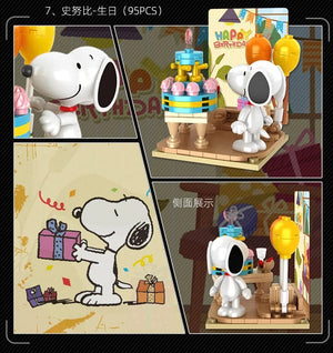 Planet Gates Genuine Peanuts Snoopy Building Blocks Anime Figure Models DIYTable Ornaments Anime Peripherals Toys Kawaii Dolls Toys For Gifts