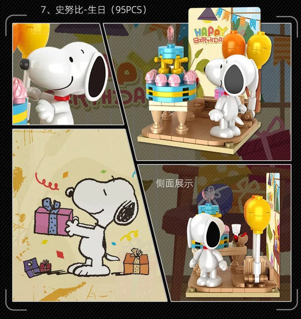 Planet Gates Genuine Peanuts Snoopy Building Blocks Anime Figure Models DIYTable Ornaments Anime Peripherals Toys Kawaii Dolls Toys For Gifts