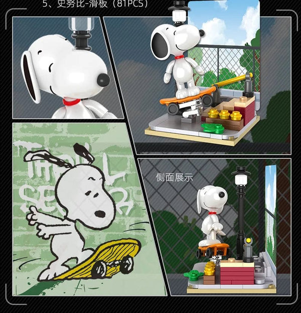 Planet Gates Genuine Peanuts Snoopy Building Blocks Anime Figure Models DIYTable Ornaments Anime Peripherals Toys Kawaii Dolls Toys For Gifts