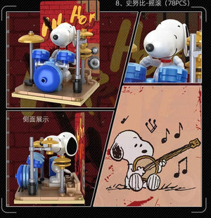 Planet Gates Genuine Peanuts Snoopy Building Blocks Anime Figure Models DIYTable Ornaments Anime Peripherals Toys Kawaii Dolls Toys For Gifts