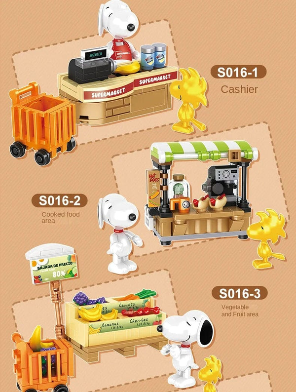 Planet Gates Genuine Peanuts Snoopy Building Blocks Anime Figure Models DIYTable Ornaments Anime Peripherals Toys Kawaii Dolls Toys For Gifts