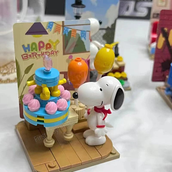 Planet Gates Genuine Peanuts Snoopy Building Blocks Anime Figure Models DIYTable Ornaments Anime Peripherals Toys Kawaii Dolls Toys For Gifts