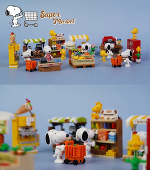 Planet Gates Genuine Peanuts Snoopy Building Blocks Anime Figure Models DIYTable Ornaments Anime Peripherals Toys Kawaii Dolls Toys For Gifts