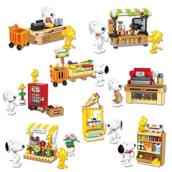 Planet Gates Genuine Peanuts Snoopy Building Blocks Anime Figure Models DIYTable Ornaments Anime Peripherals Toys Kawaii Dolls Toys For Gifts
