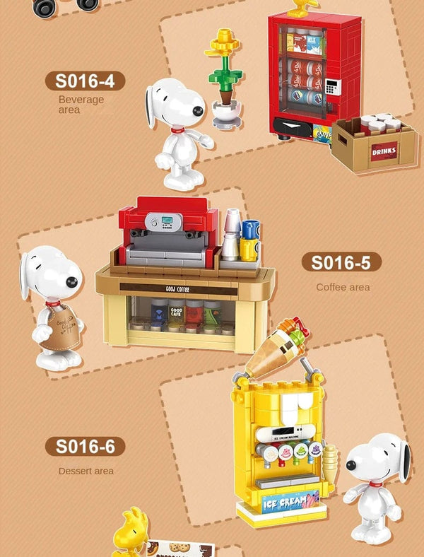Planet Gates Genuine Peanuts Snoopy Building Blocks Anime Figure Models DIYTable Ornaments Anime Peripherals Toys Kawaii Dolls Toys For Gifts