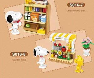Planet Gates Genuine Peanuts Snoopy Building Blocks Anime Figure Models DIYTable Ornaments Anime Peripherals Toys Kawaii Dolls Toys For Gifts