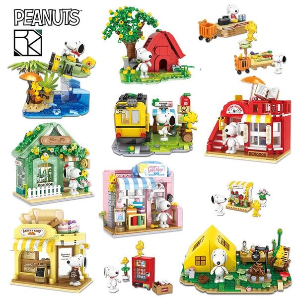 Planet Gates Genuine Peanuts Snoopy Building Blocks Anime Figure Models DIYTable Ornaments Anime Peripherals Toys Kawaii Dolls Toys For Gifts