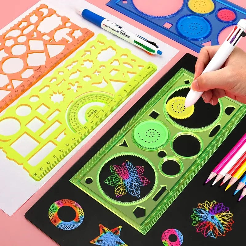 Planet Gates Geometry Spirograph Drawing Stencils Set Painting Template Art Crafts Creative Kids Educational Toy Variety of Flowers Ruler
