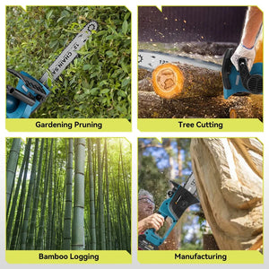 Planet Gates GERMANY / 2 Battery EU Plug NEWBENY 12 Inch Brushless Electric Chainsaw Cordless Rechargeable Woodworking Garden Pruning Saw Tool For Makita 18V Battery