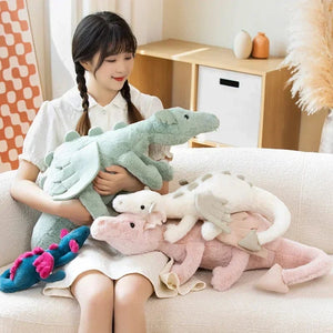 Planet Gates Giant Soft Plush Toy Little Dragon Plush Toys White Green Dinosaur Stuffed Animal Soft Doll Birthday Gift for Children