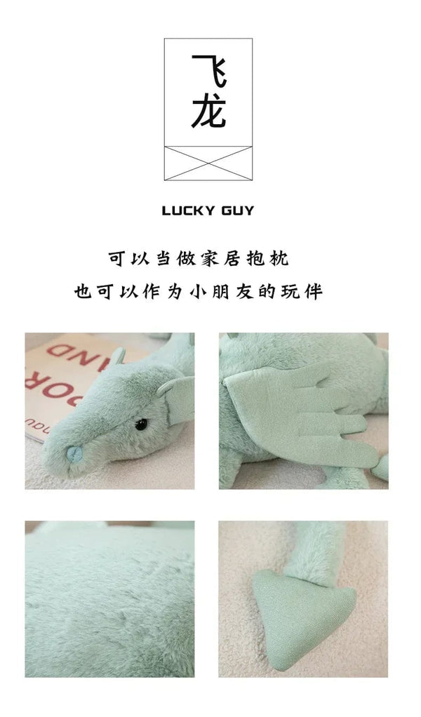 Planet Gates Giant Soft Plush Toy Little Dragon Plush Toys White Green Dinosaur Stuffed Animal Soft Doll Birthday Gift for Children