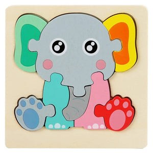 Planet Gates Giraffe Wooden Puzzle Montessori Animals Carton Colorful Learning Education Toys Tangram Jigzaw Cognitive Wood For Children Kids Gift