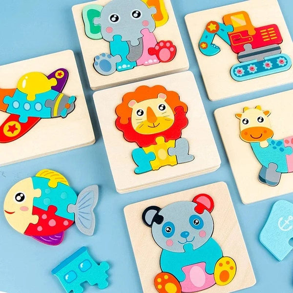 Planet Gates Giraffe Wooden Puzzle Montessori Animals Carton Colorful Learning Education Toys Tangram Jigzaw Cognitive Wood For Children Kids Gift
