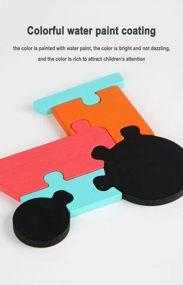 Planet Gates Giraffe Wooden Puzzle Montessori Animals Carton Colorful Learning Education Toys Tangram Jigzaw Cognitive Wood For Children Kids Gift