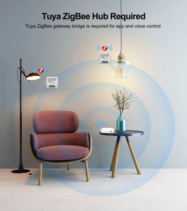 Planet Gates GIRIER Tuya ZigBee 3.0 Smart Dimmer Switch Module 10A, Supports 2 Way Control Dimmable Switch, Work with Alexa Alice Google Home